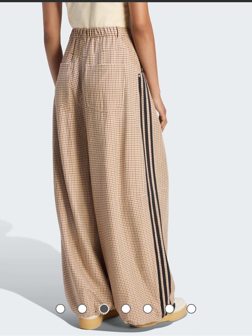 adidas Originals Checks Trouser Loose Pants Med NWT crystal linen / aurora Pleat - Picture 4 of 16